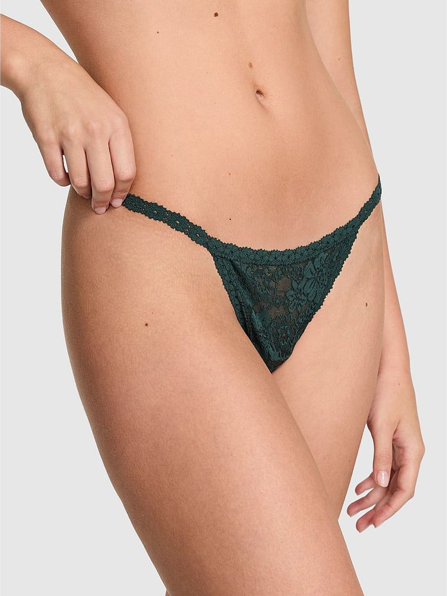 Deep Forest Green G-String Floral Lace Knickers (H65325) | €13