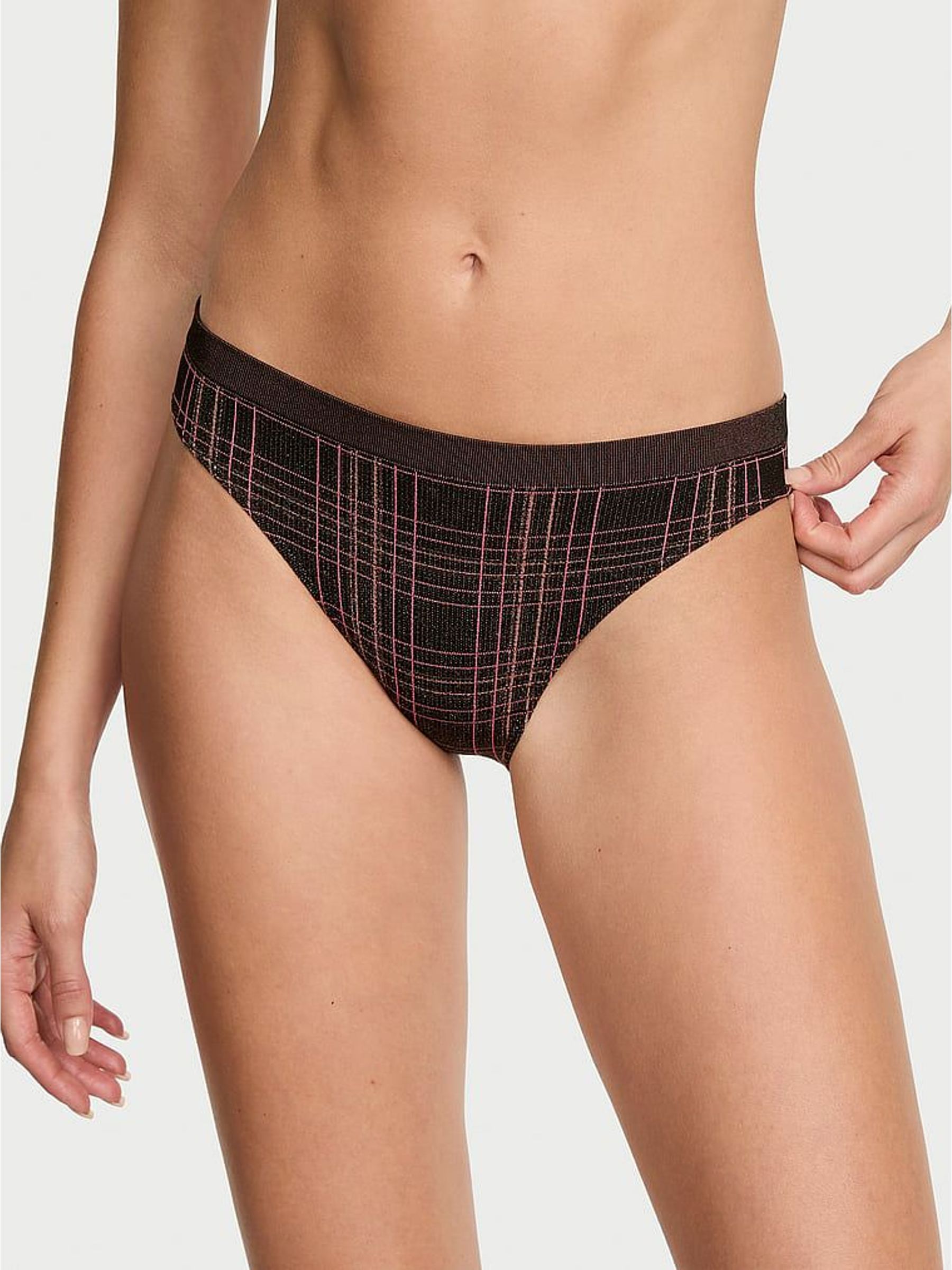 Black Tartan Bikini Shimmer Knickers (H65336) | €13