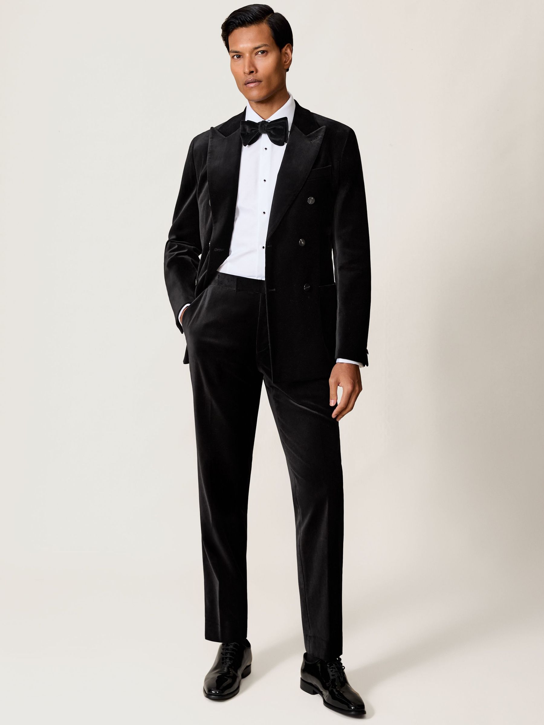 Velvet Tailored-Fit Suit Trousers in Black (H65965) | €205