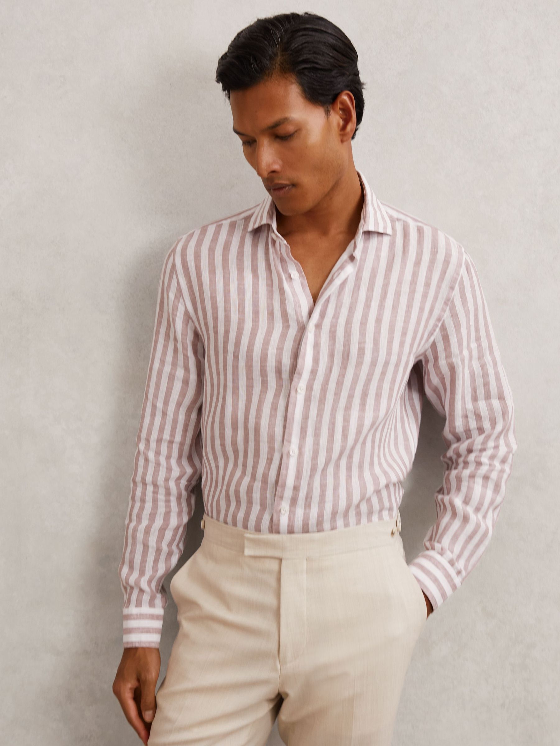 Shirt in Dusty Rose/White Stripe (H66005) | CA$215