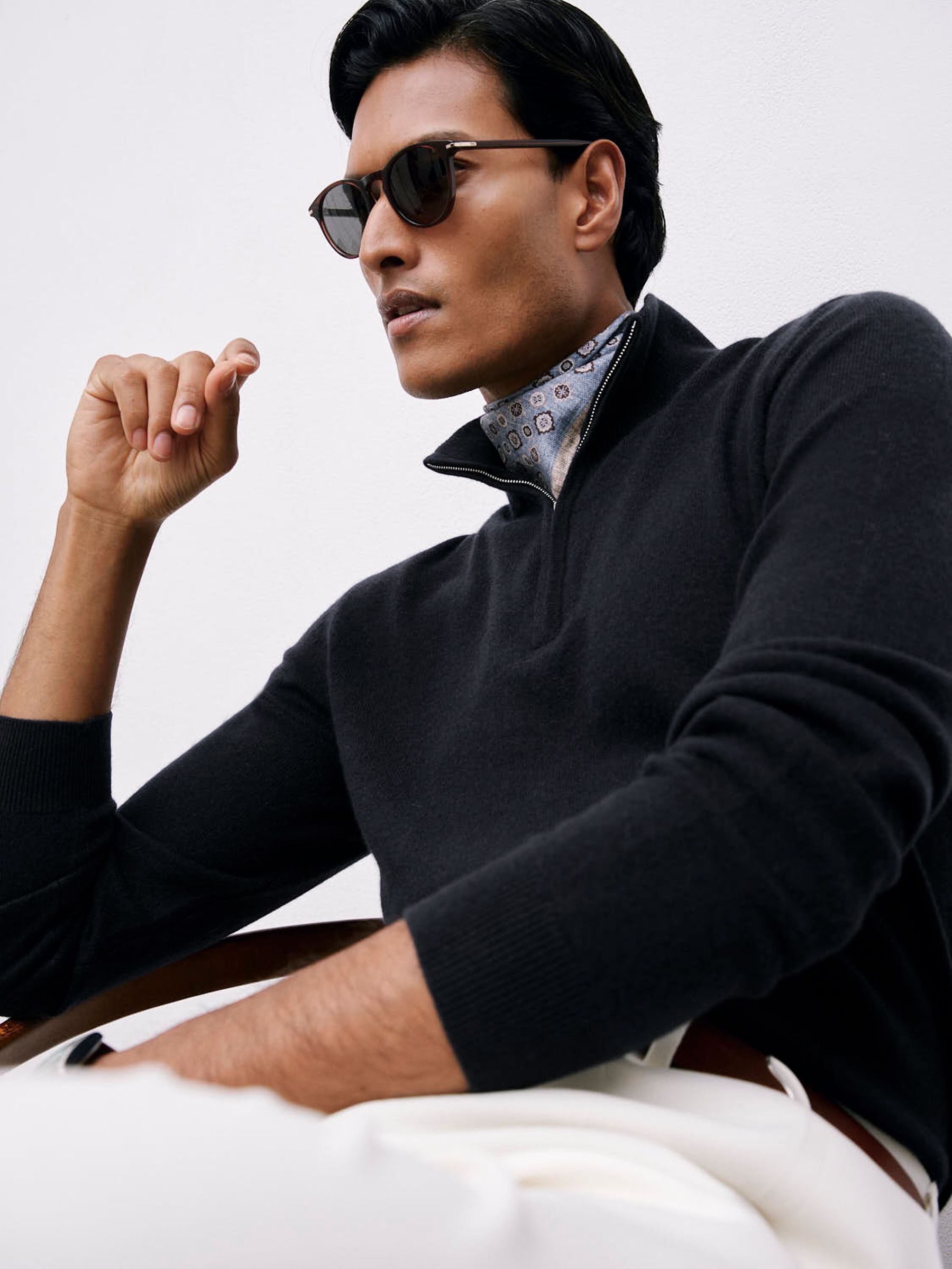 Atelier 100% Cashmere Half-Zip Jumper in Navy (H67928) | CA$330