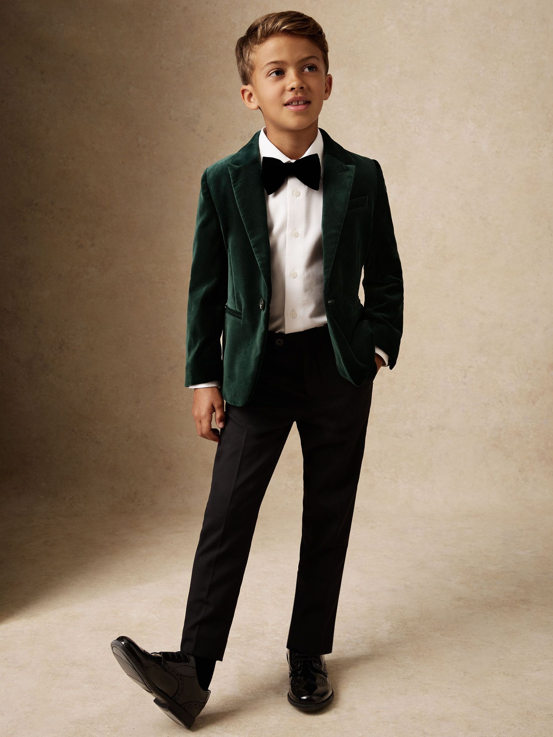 Single-Breasted Velvet Blazer in Green (H68150) | $170