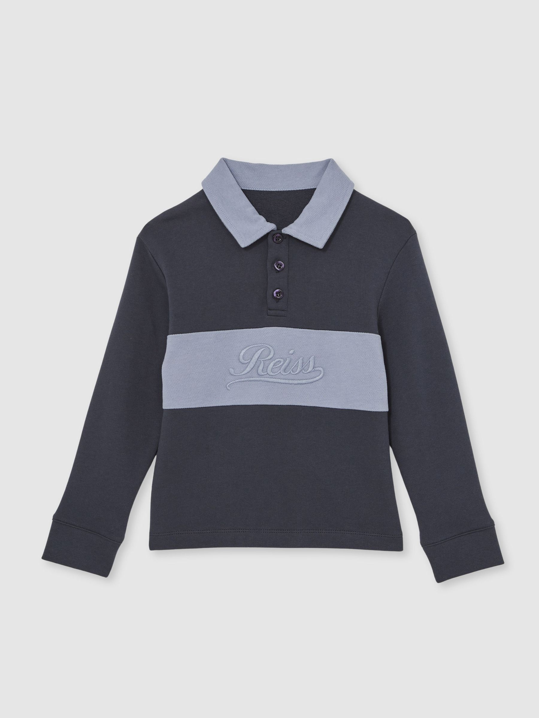 13-14 yrs Cotton Logo-Embroidery Rugby Polo Shirt in Airforce Blue/Navy Blue (H68153) | 235 QAR