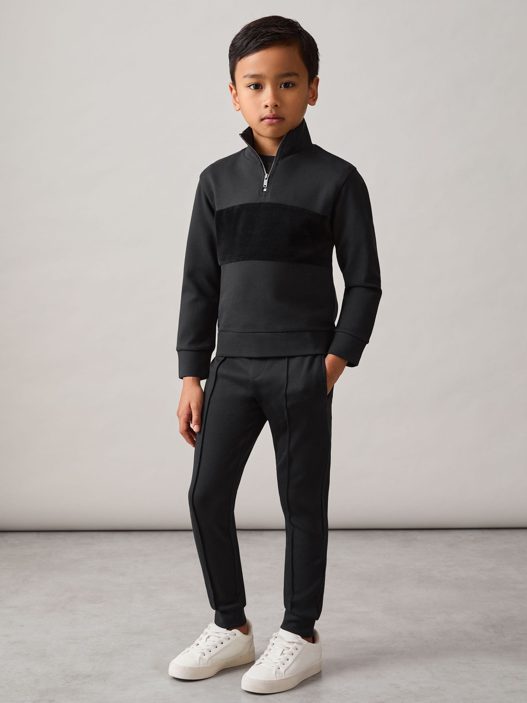 3-9 yrs Interlock Velour-Panel Zip Sweatshirt in Black (H68162) | €55