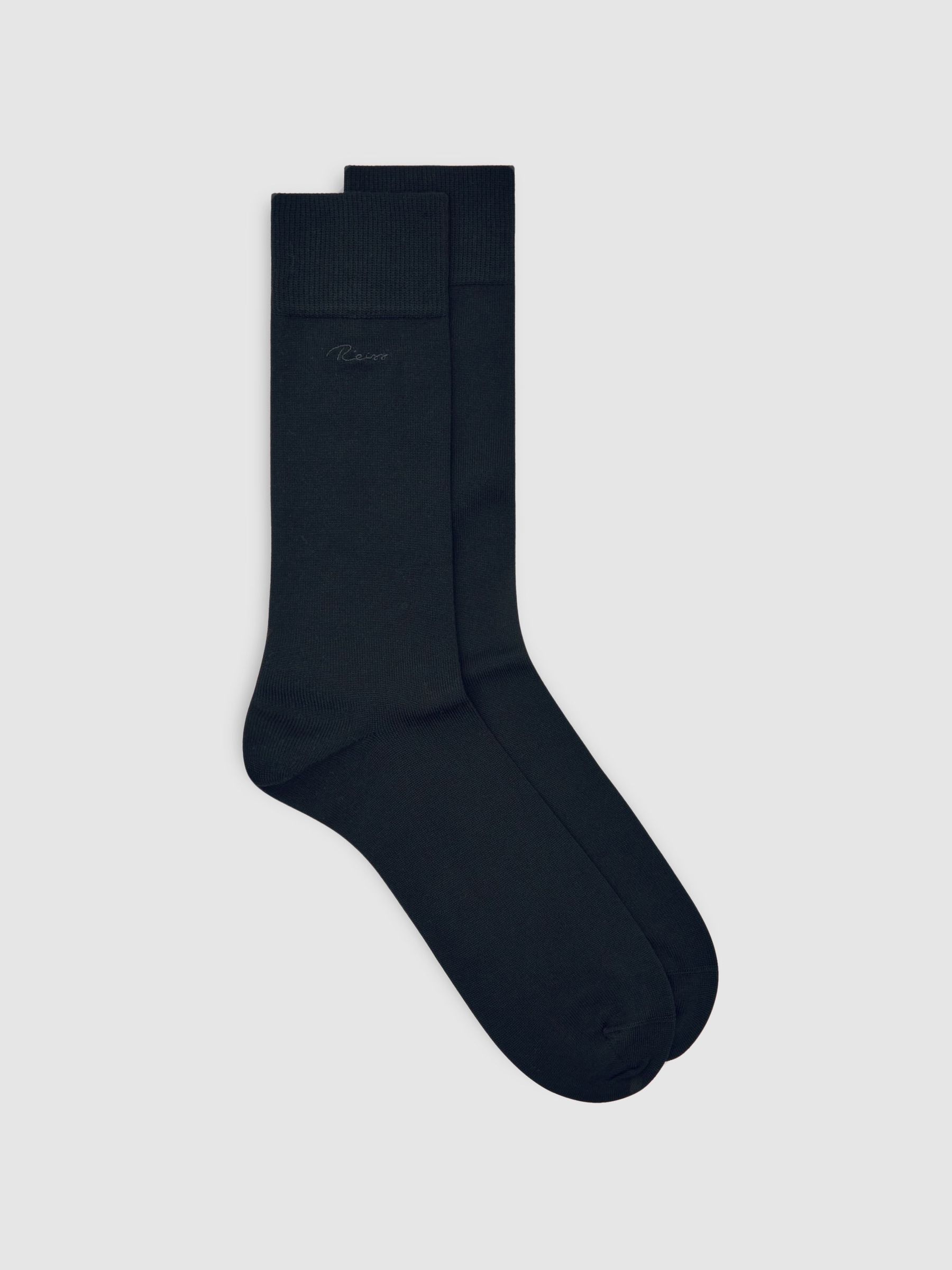 Cotton-Blend Logo Embroidery Socks in Black (H68286) | $30