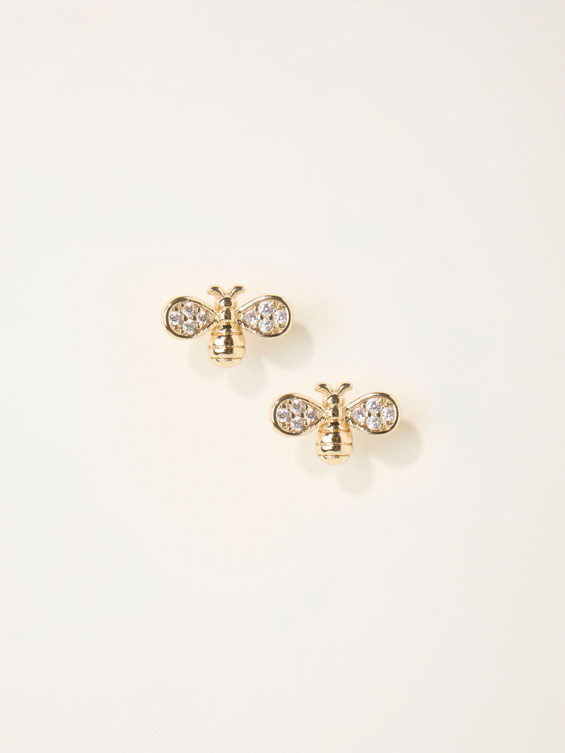 Gold Tone Bee Stud Earrings (H68345) | €11