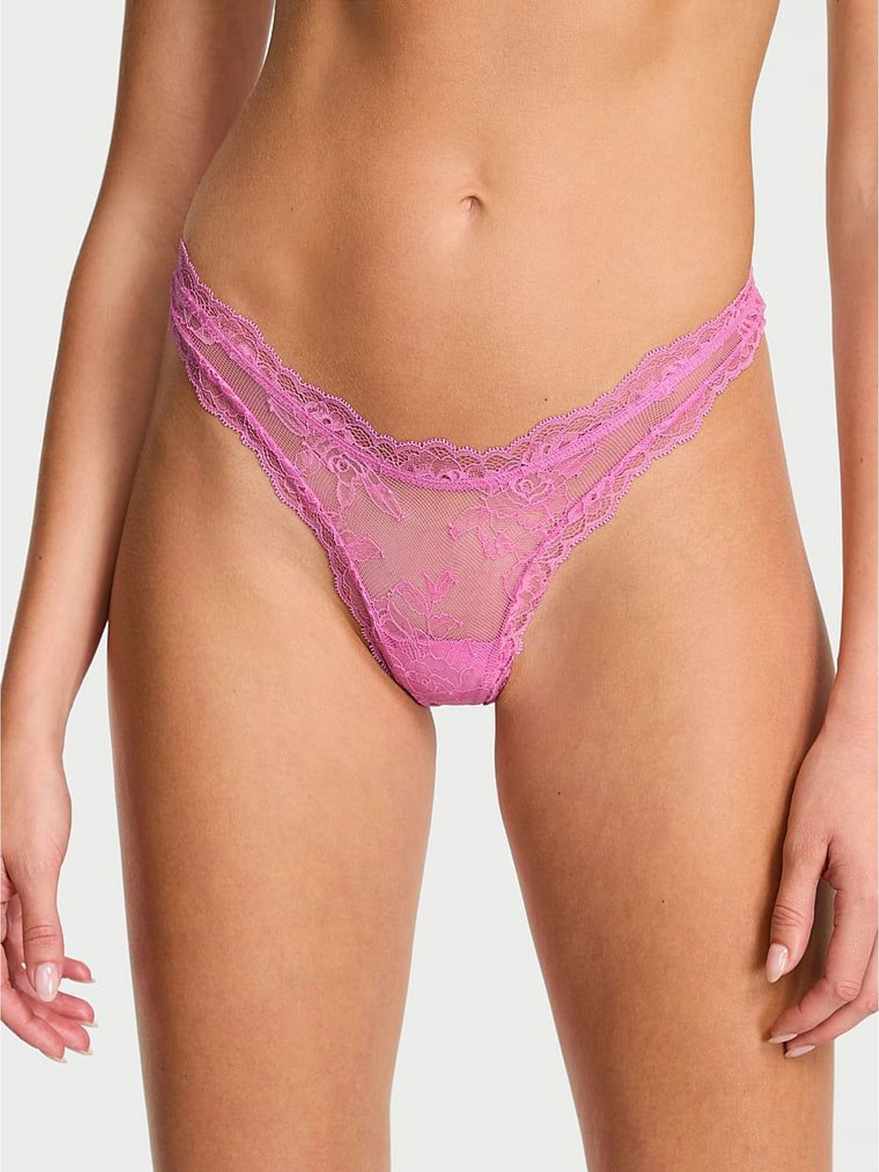 Playful Rose Pink Thong Rose Lace Knickers (H68633) | €22.50