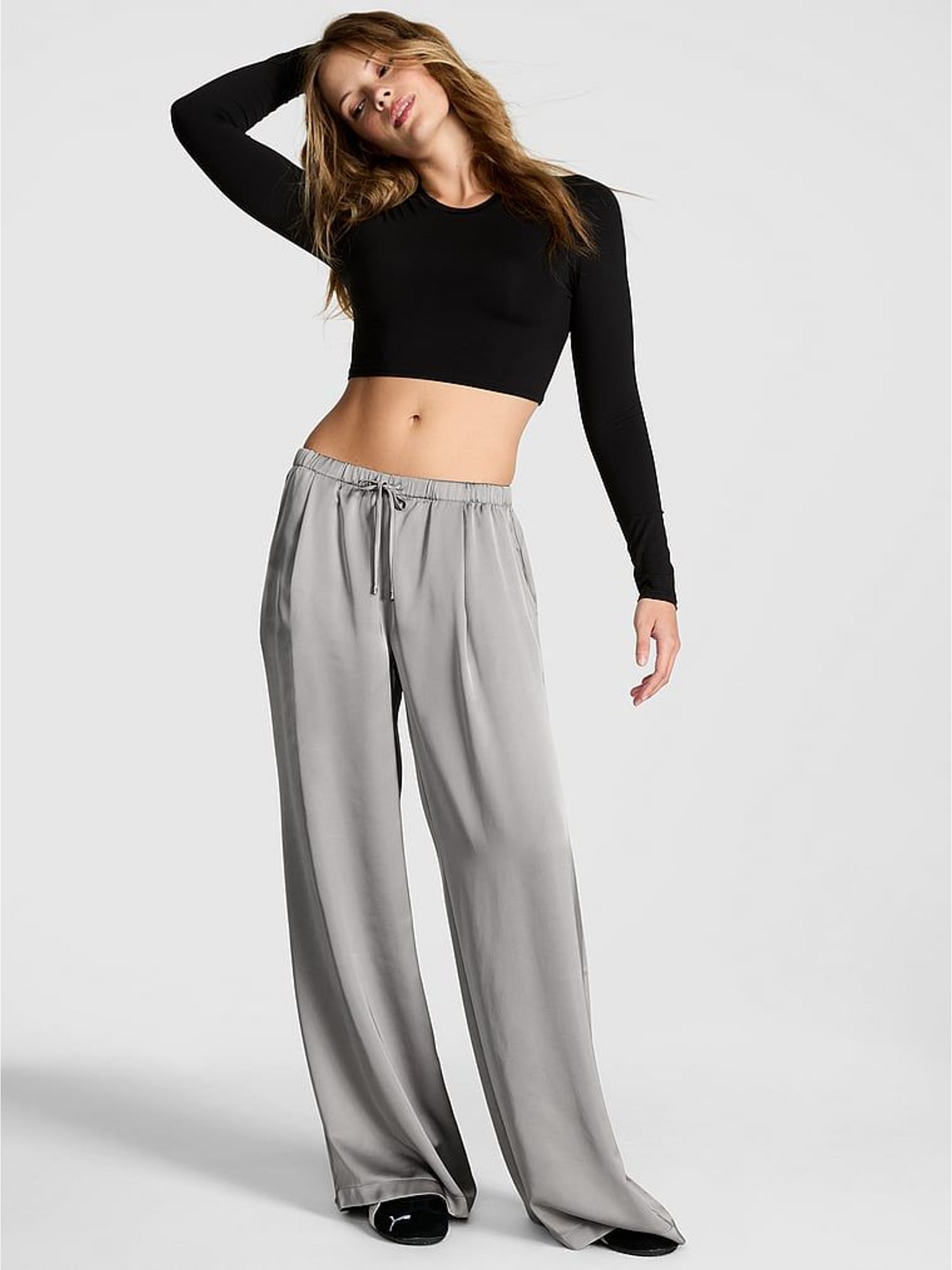 Silver Lining Grey Satin Trousers (H68662) | €63