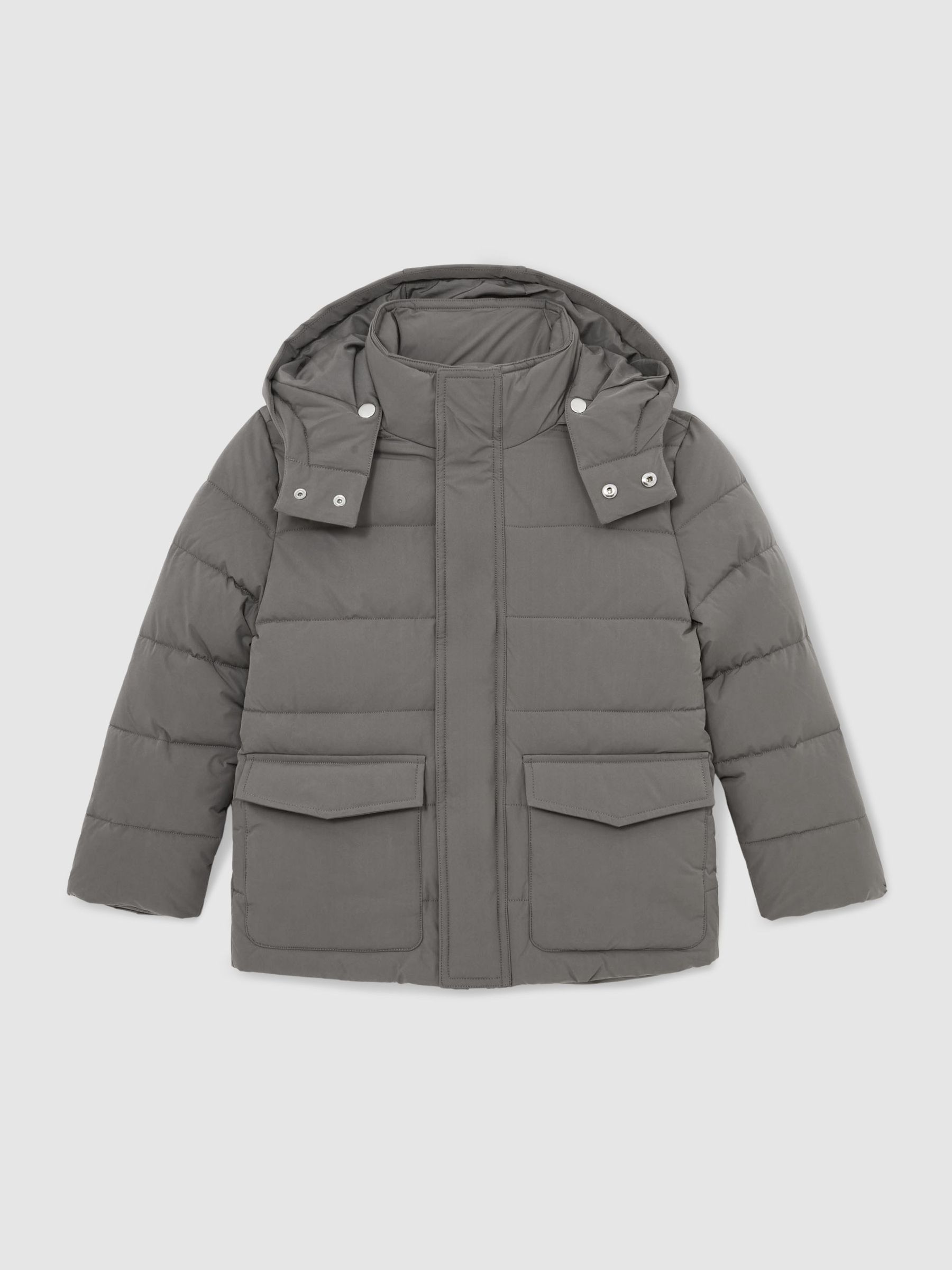 13-14 yrs Quilted Hooded Puffer Jacket in Charcoal (H71052) | $170