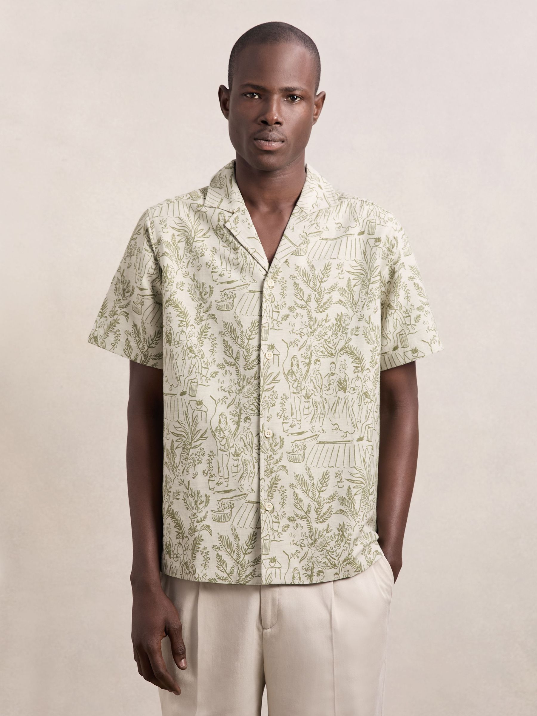 Les Deux Cotton-Blend Jacquard Shirt in Light Ivory (H71669) | $215