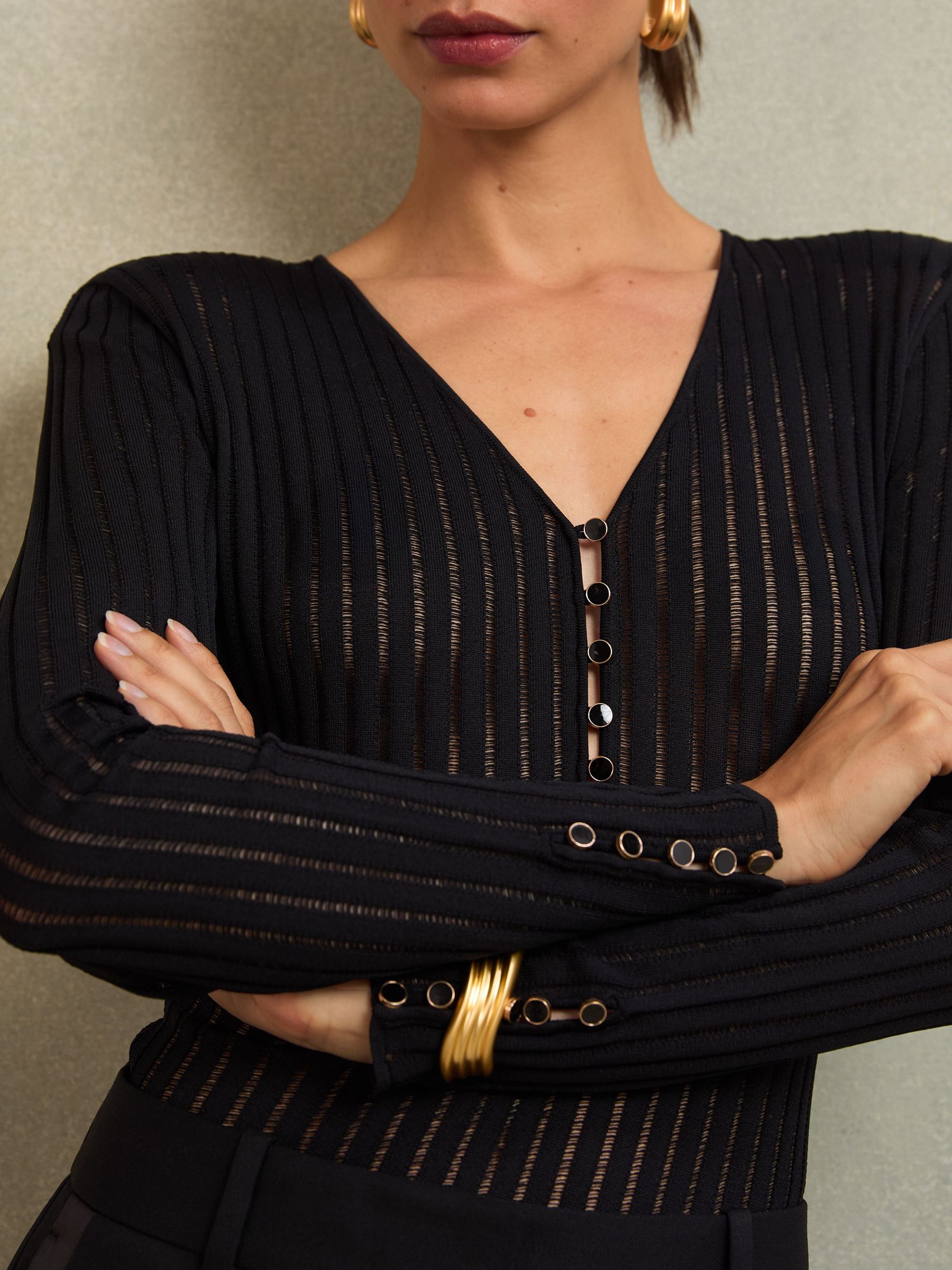 Atelier Ladder-Stitch Knit Bodysuit in Black (H71751) | €200