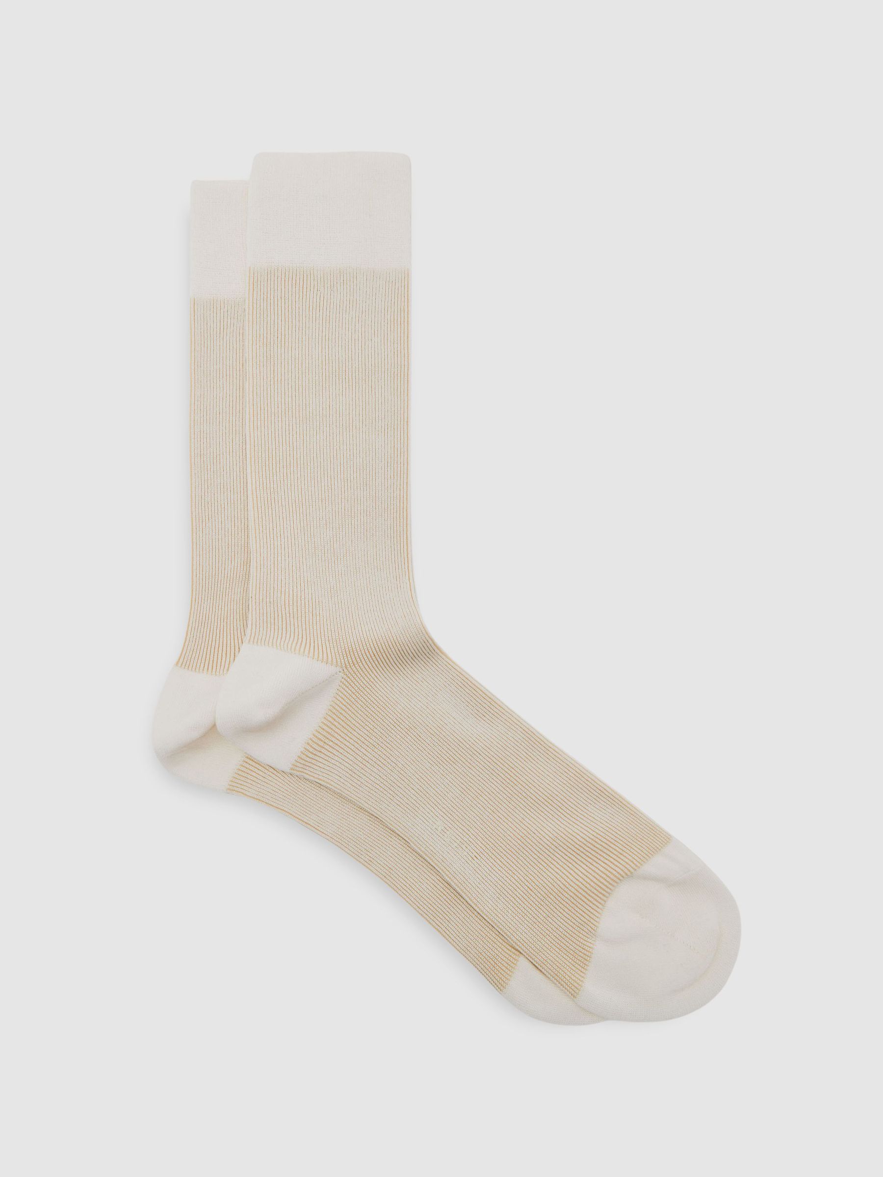 Two Tone Cotton Socks in Ecru/Oatmeal (H71756) | $25