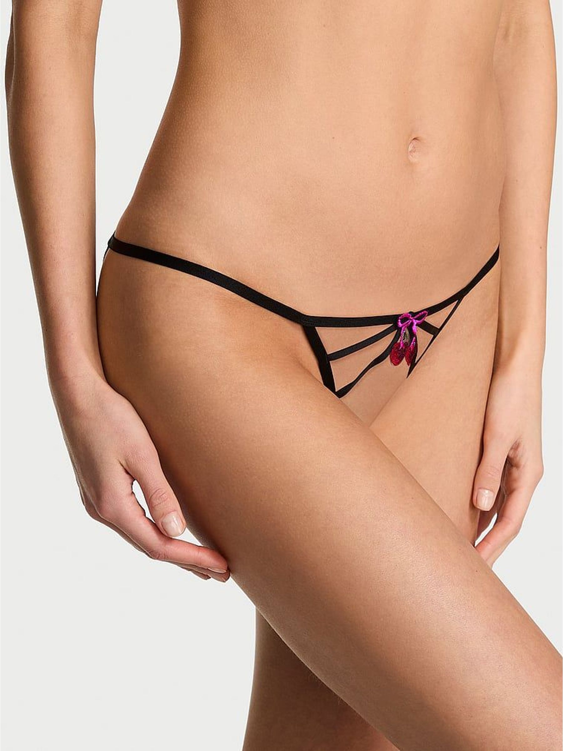 Black Cherry Bomb Bikini Embroidered Knickers (H73416) | €33