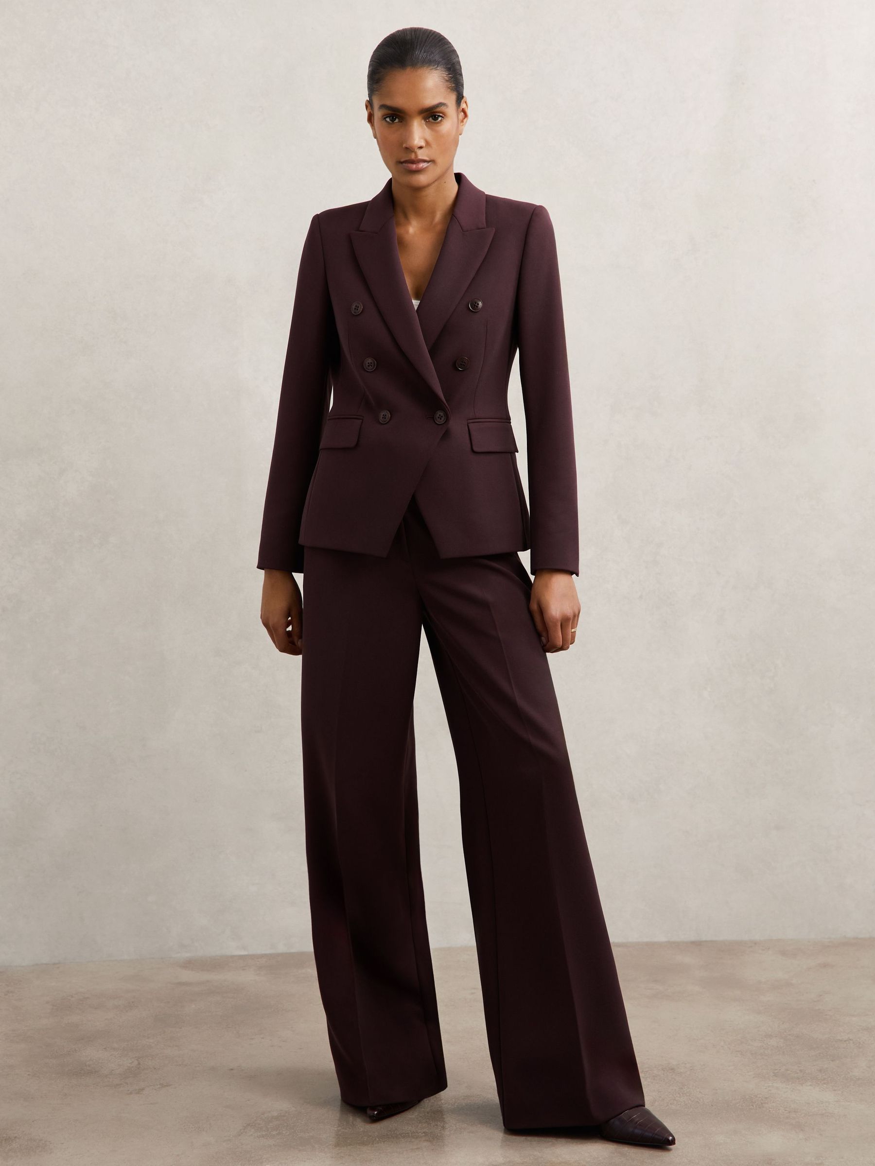 Double-Breasted Suit Blazer in Berry (H76559) | 1,200 QAR
