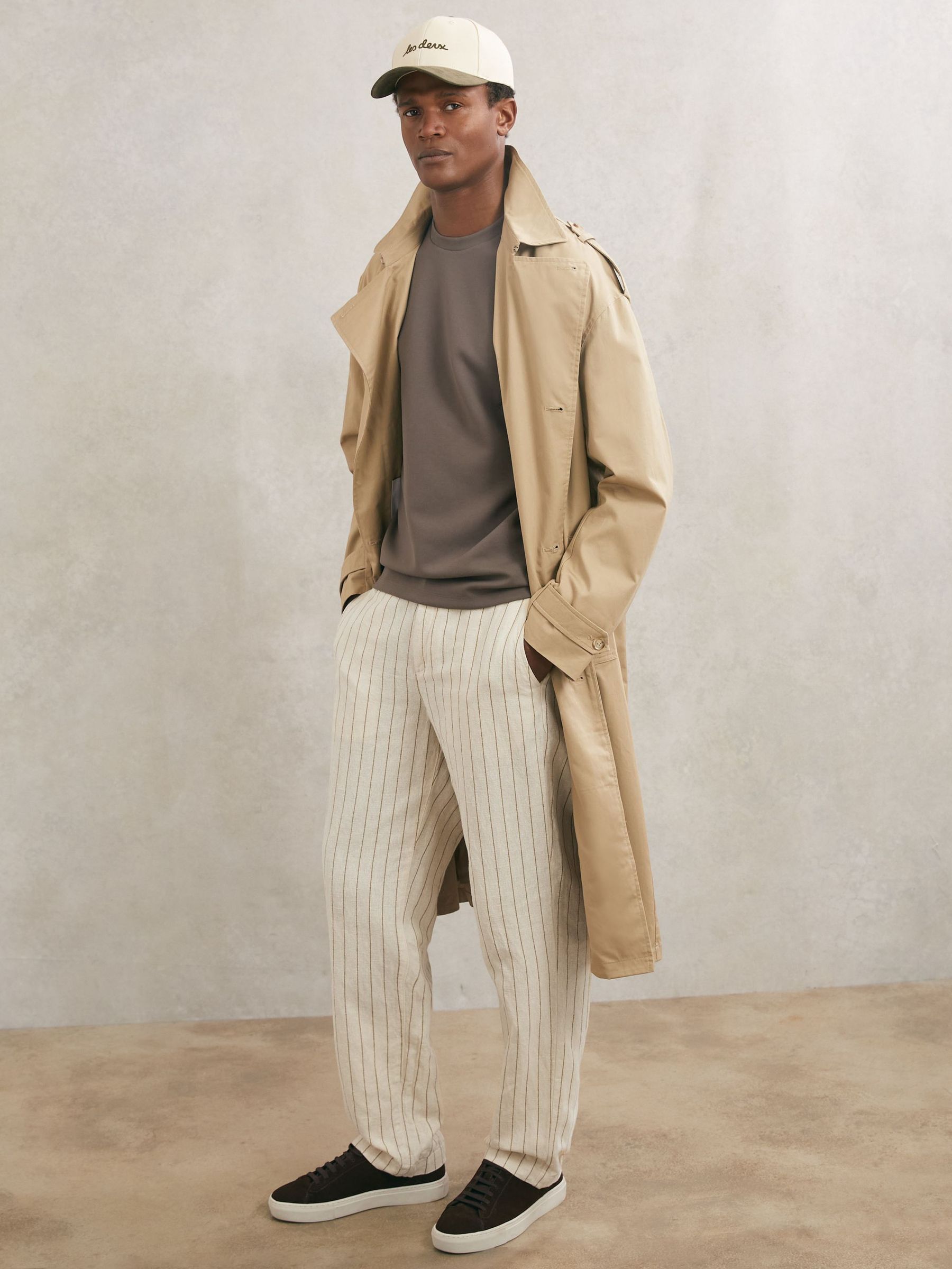 Les Deux Linen-Cotton Stripe Trousers in Ivory (H76567) | $215