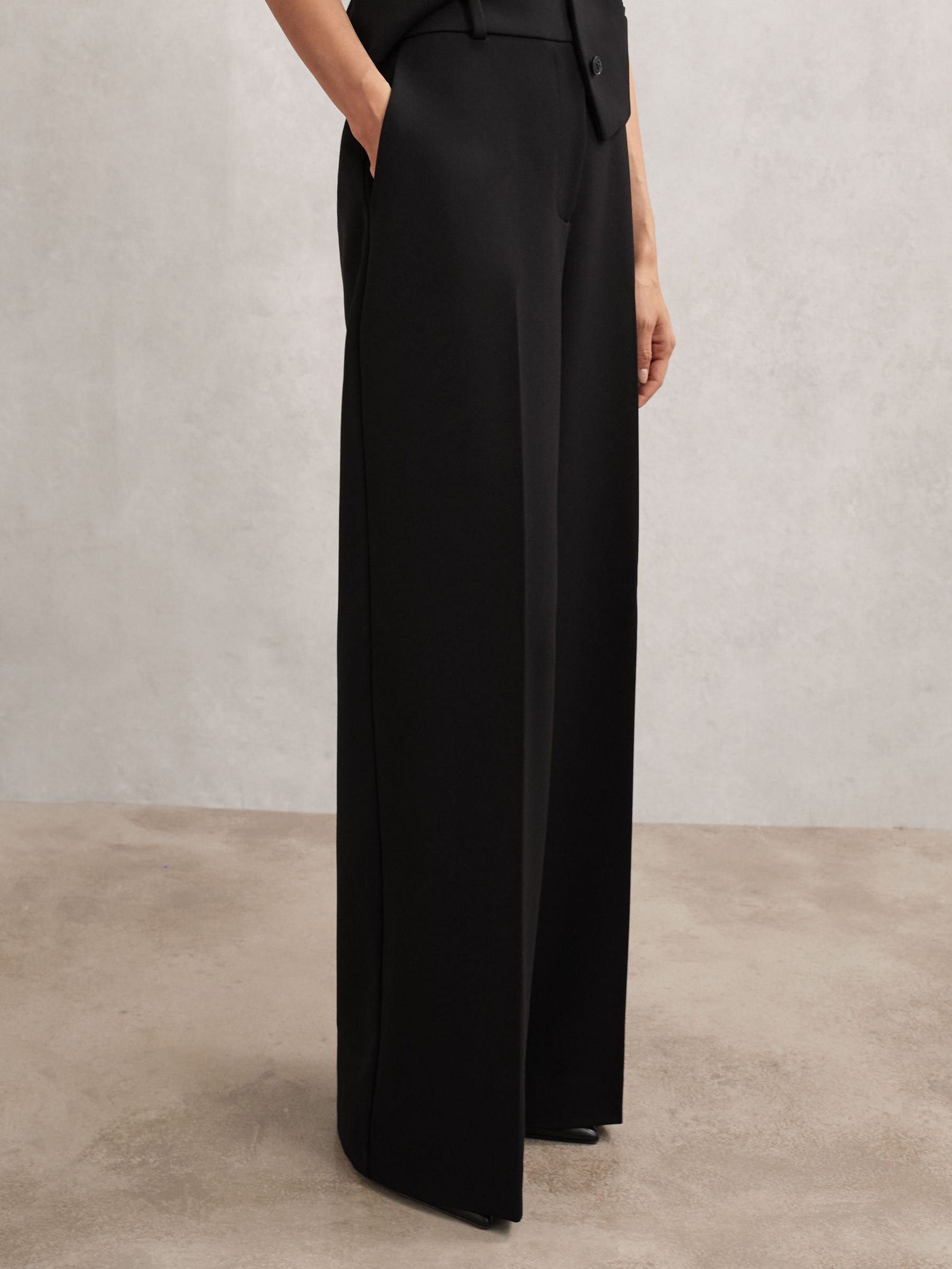 Petite Wide-Leg Suit Trousers in Black (H76570) | $200