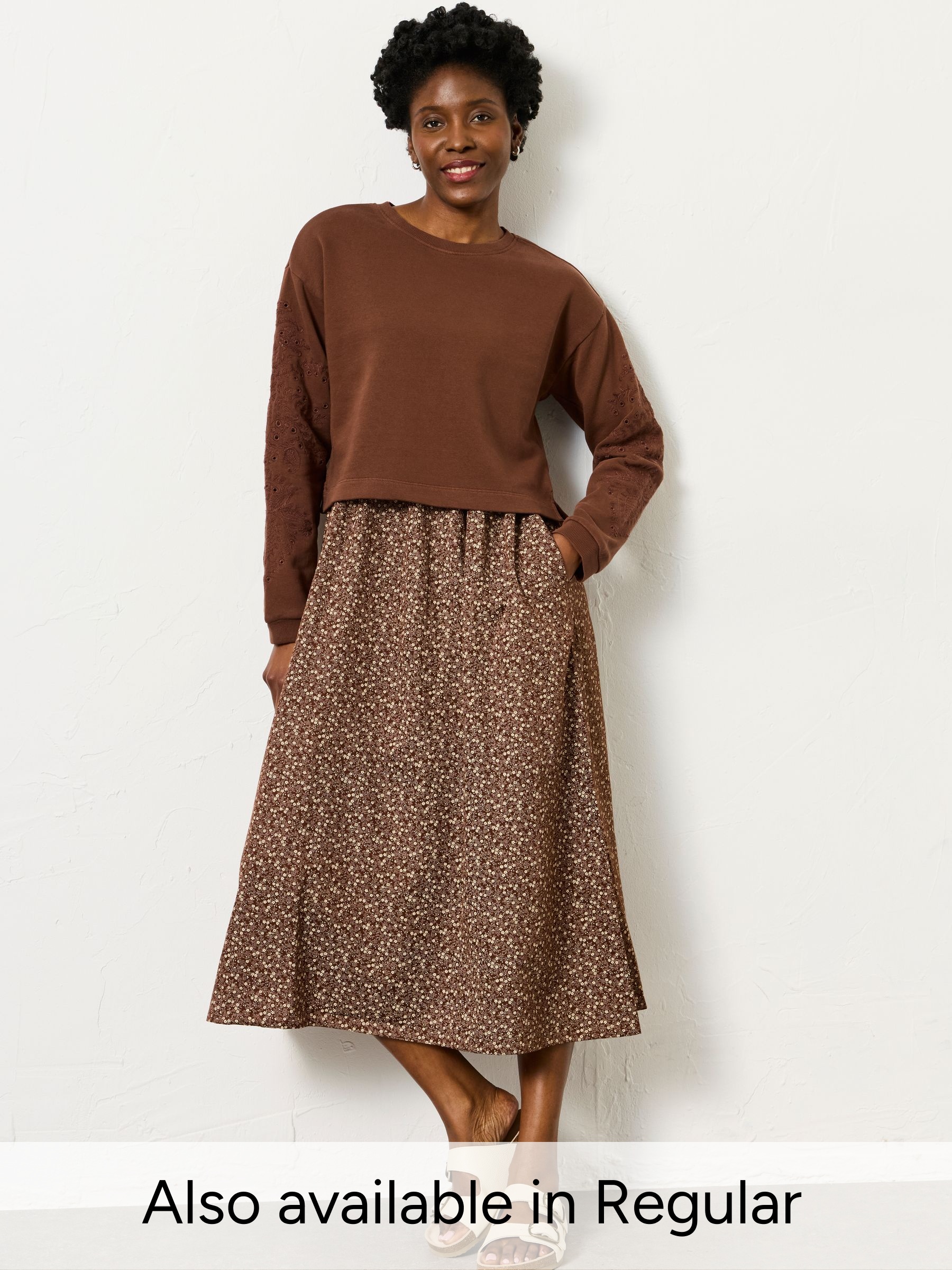 Brown Ditsy Petite Noa 2in1 Midi Dress (H76785) | €117