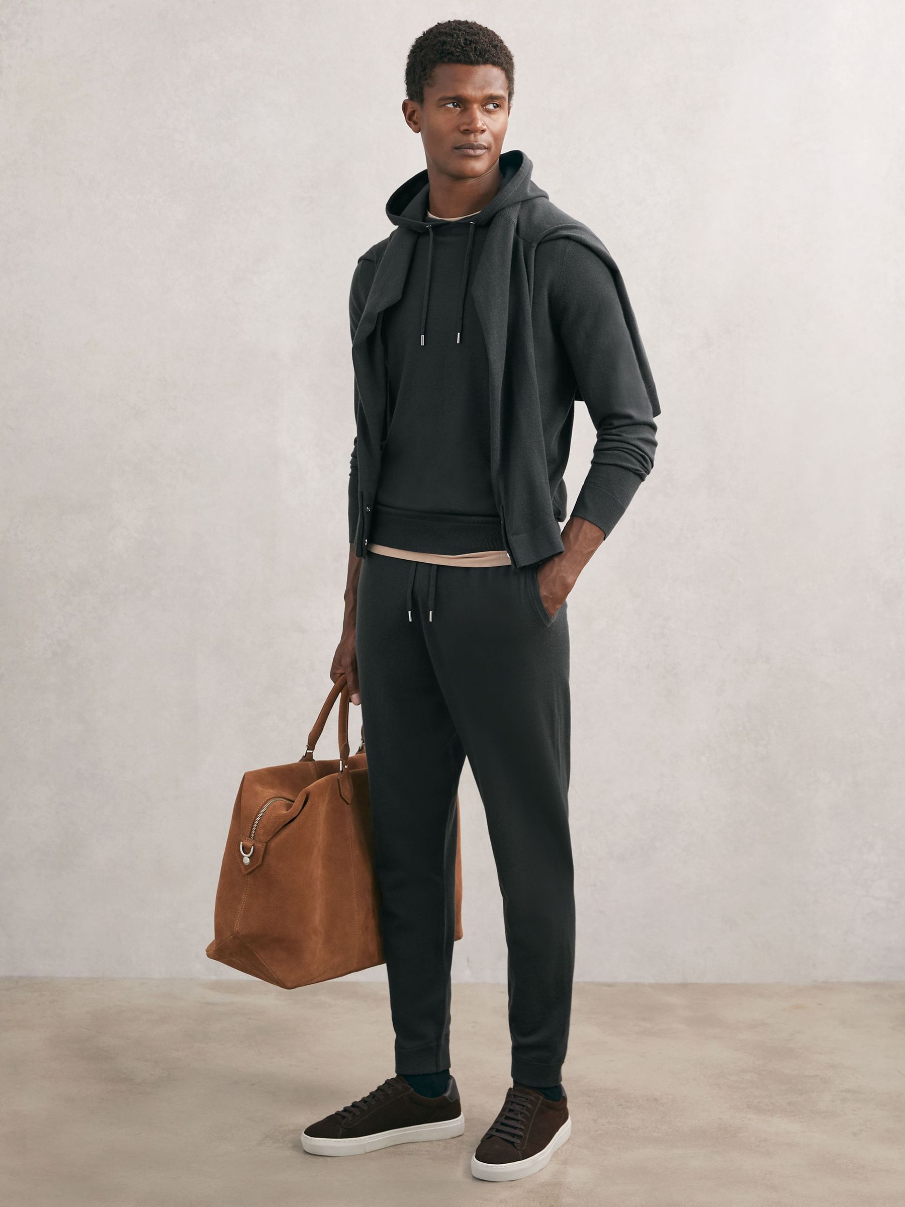 Merino Wool-Blend Cuffed Joggers in Bottle Green (H80549) | $220