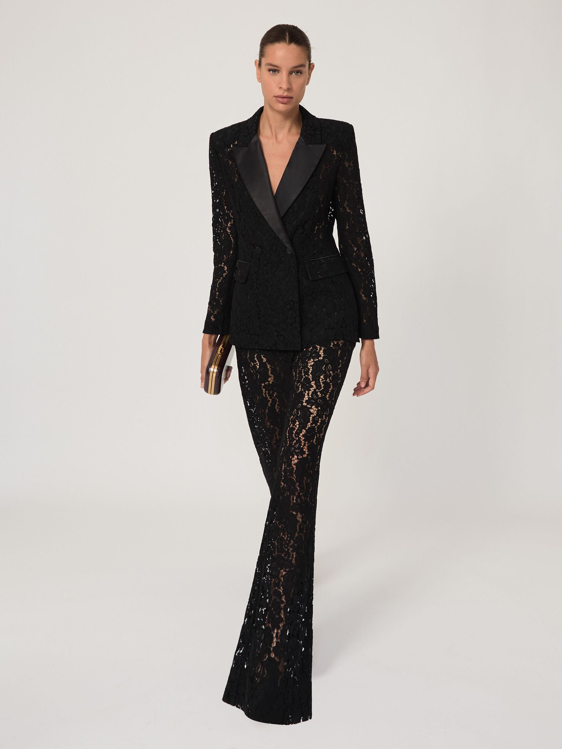 Petite Lace Wide Leg Trousers in Black (H82415) | DKK2,020