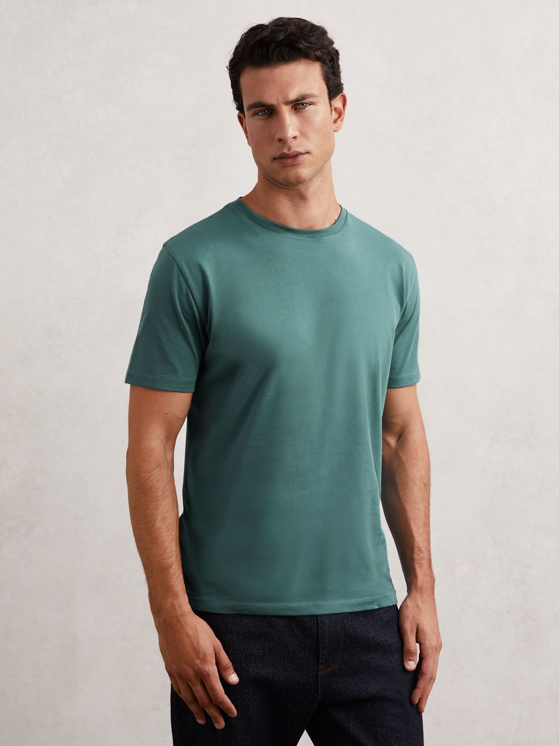 Cotton Crew-Neck T-Shirt in Seafoam Green (H82838) | 155 QAR
