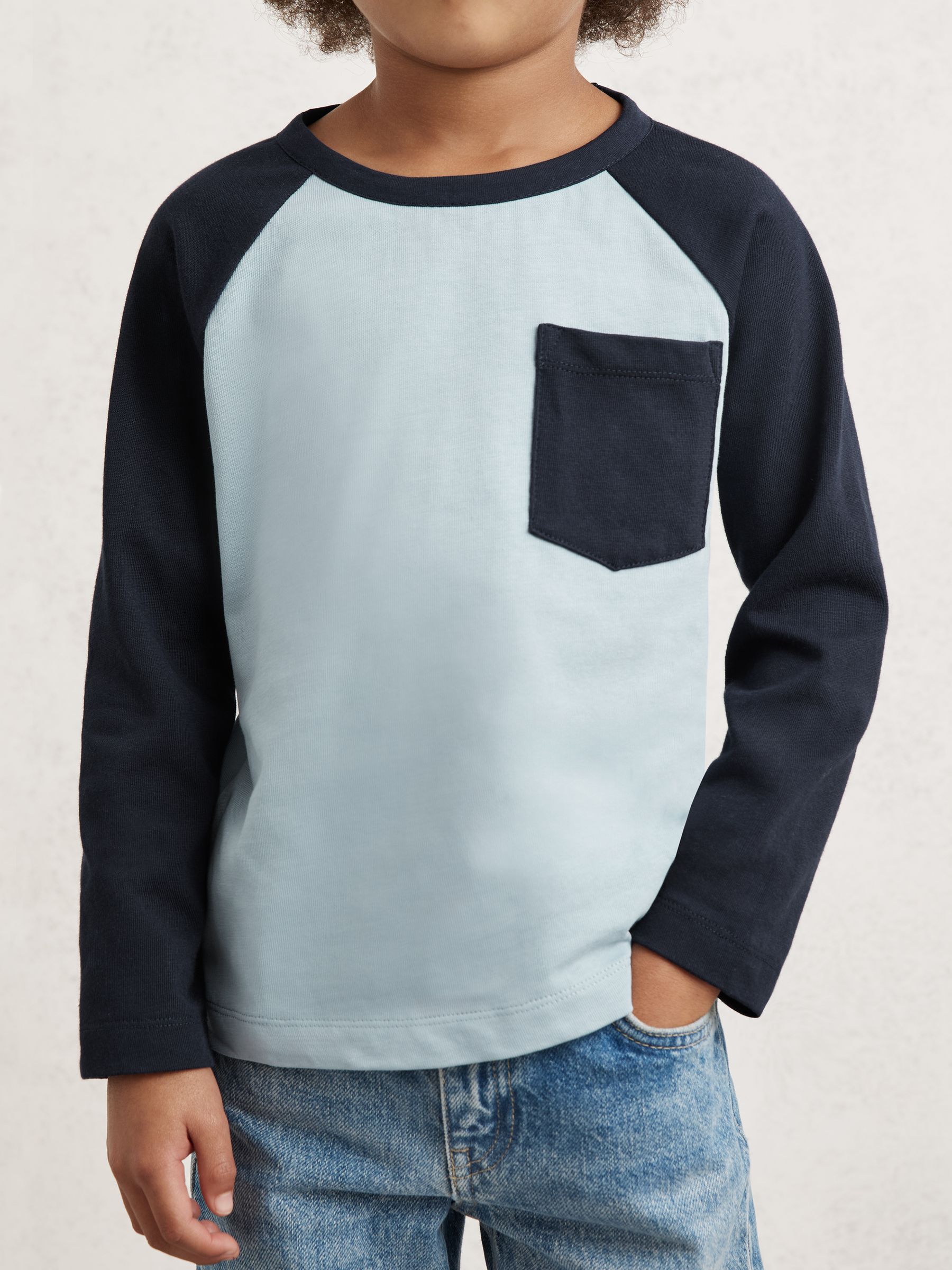 3-9 yrs Cotton Colour-Block Long-Sleeve T-Shirt in Navy Blue (H83293) | €30