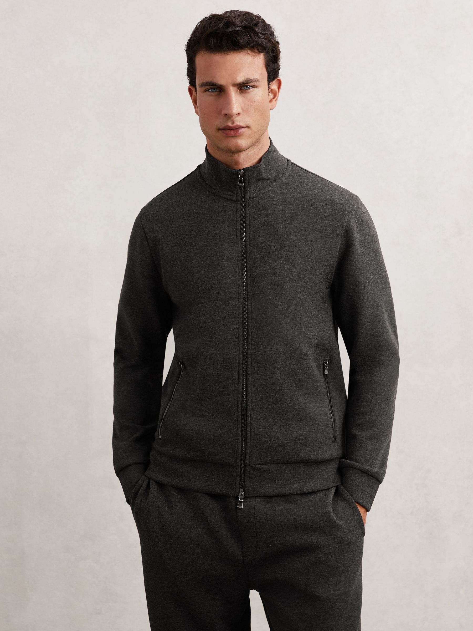 Double-Faced Jersey Zip Sweatshirt in Charcoal (H83764) | 755 QAR