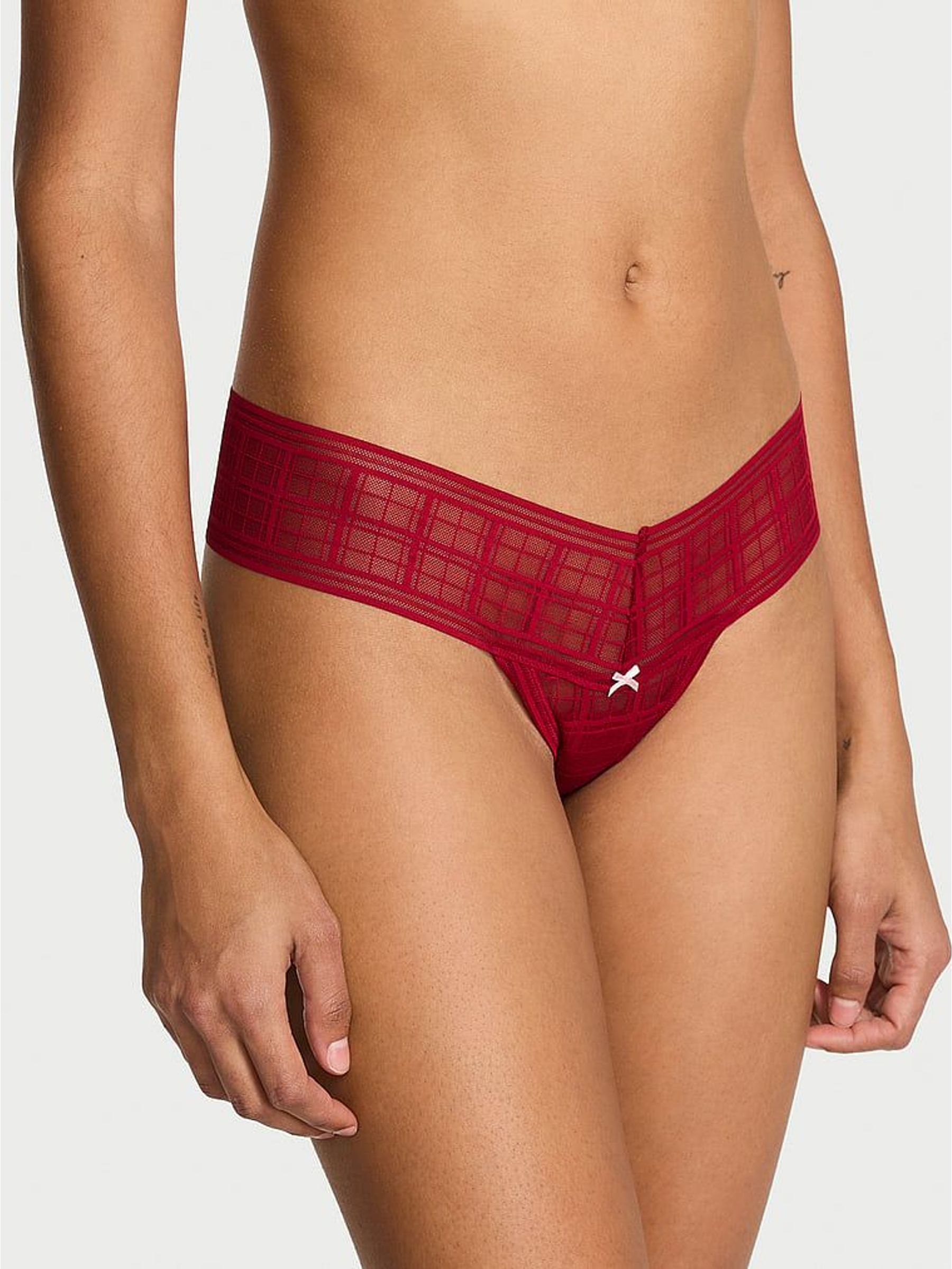 Red Lacquer Thong Tartan Knickers (H89399) | €13