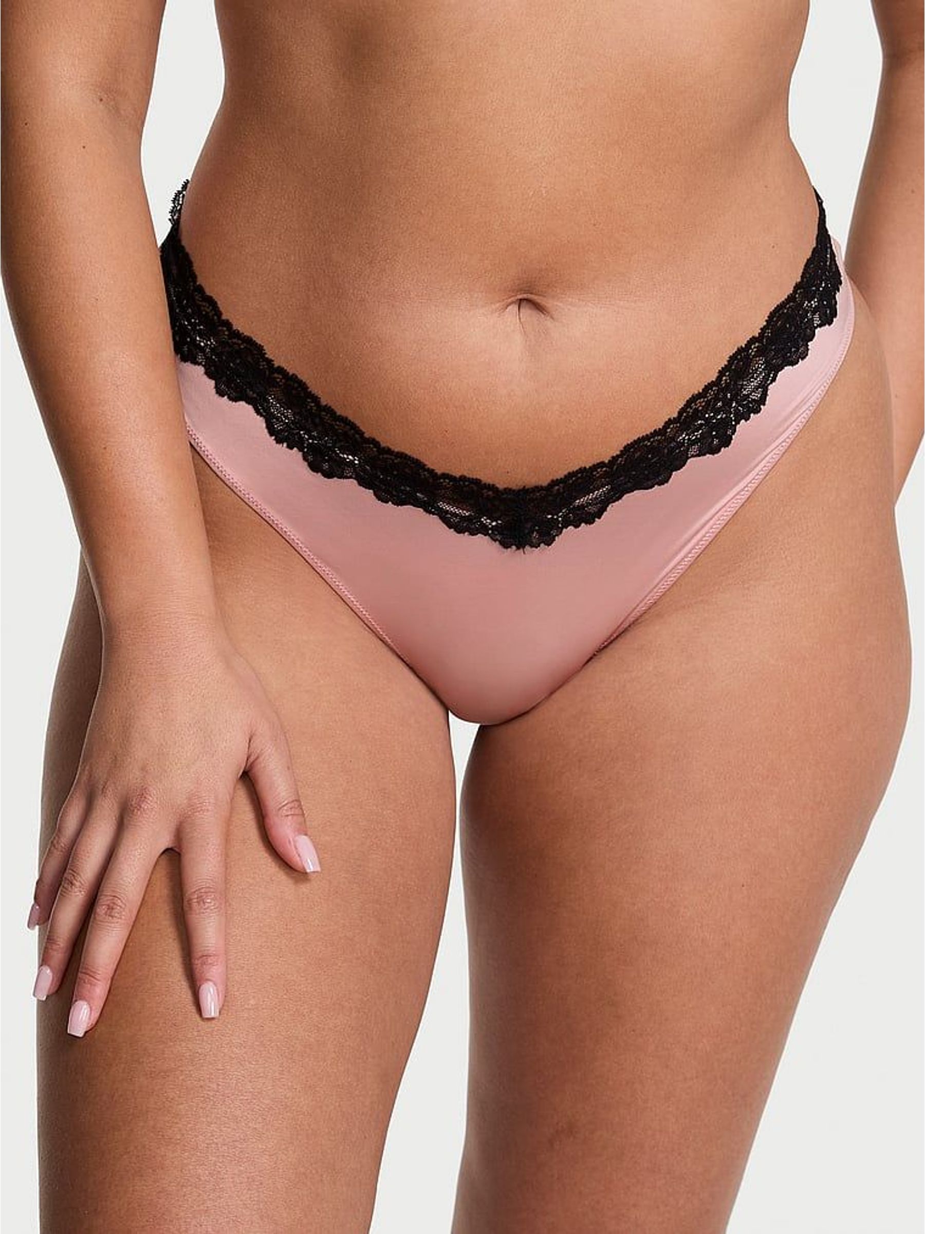 Royal Pink Thong Lace Trim Knickers (H90633) | €20