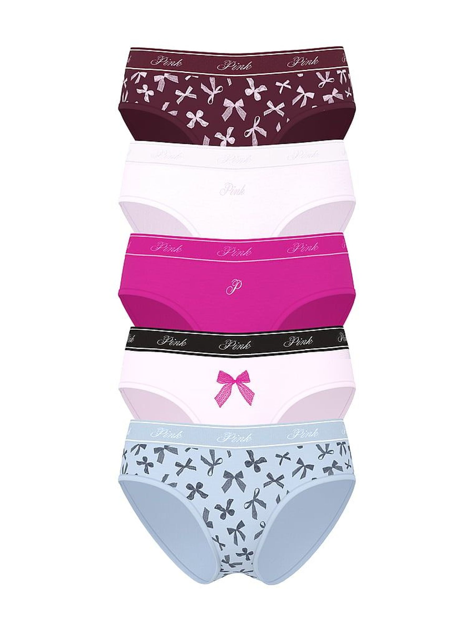 Pink/Blue/Purple Hipster 5 Pack Logo Knickers (H94734) | €33