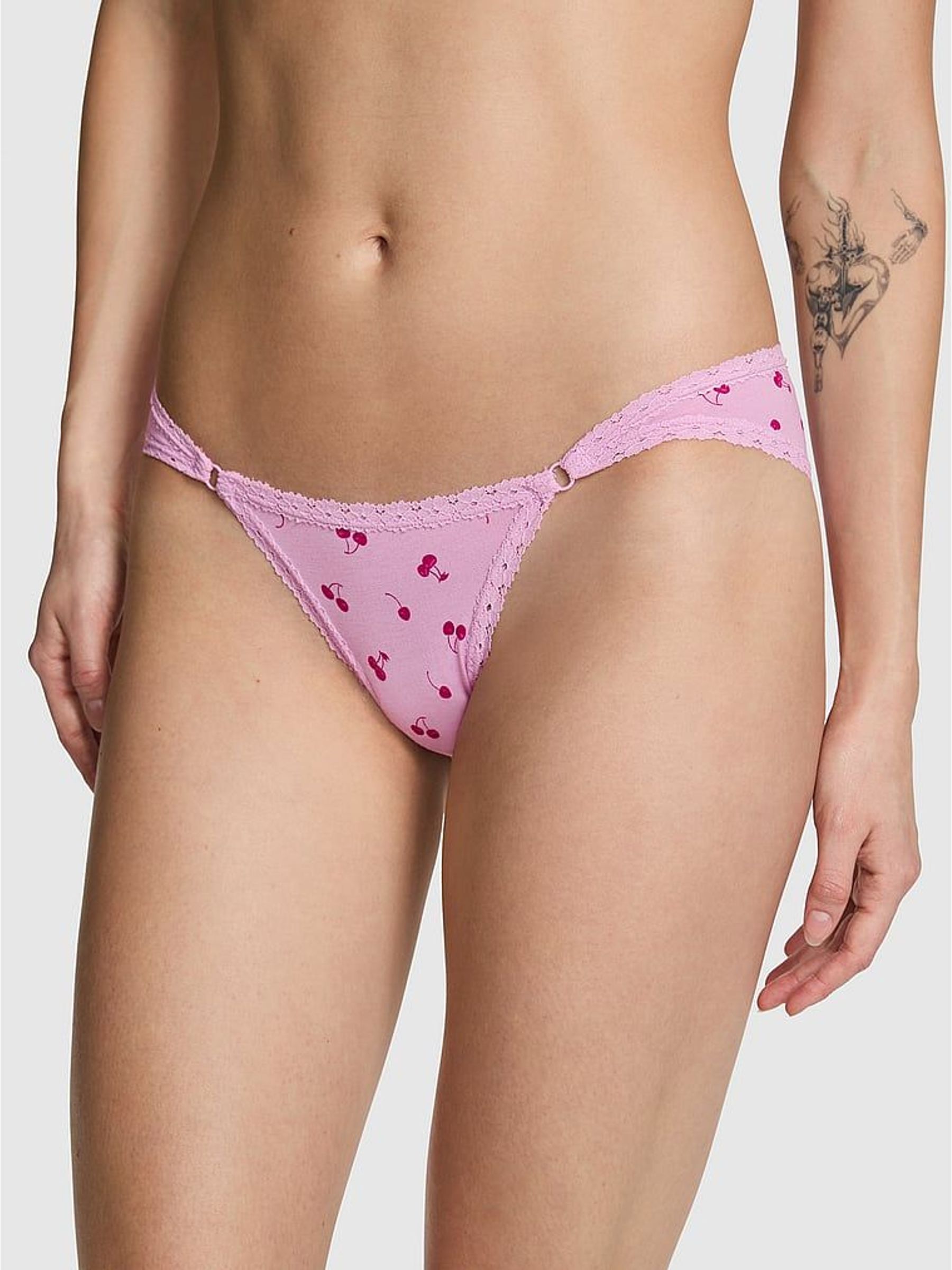 Hushed Lilac Purple Cheeky Cotton Heather Lace Trim Knickers (H94754) | €13