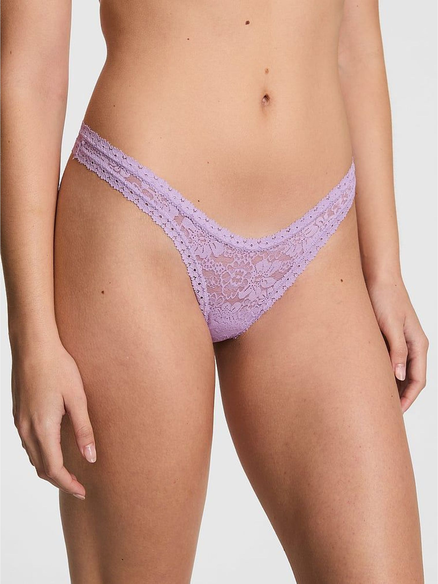 Purple Aster Mini Scoop Thong Floral Lace Knickers (H94788) | €13