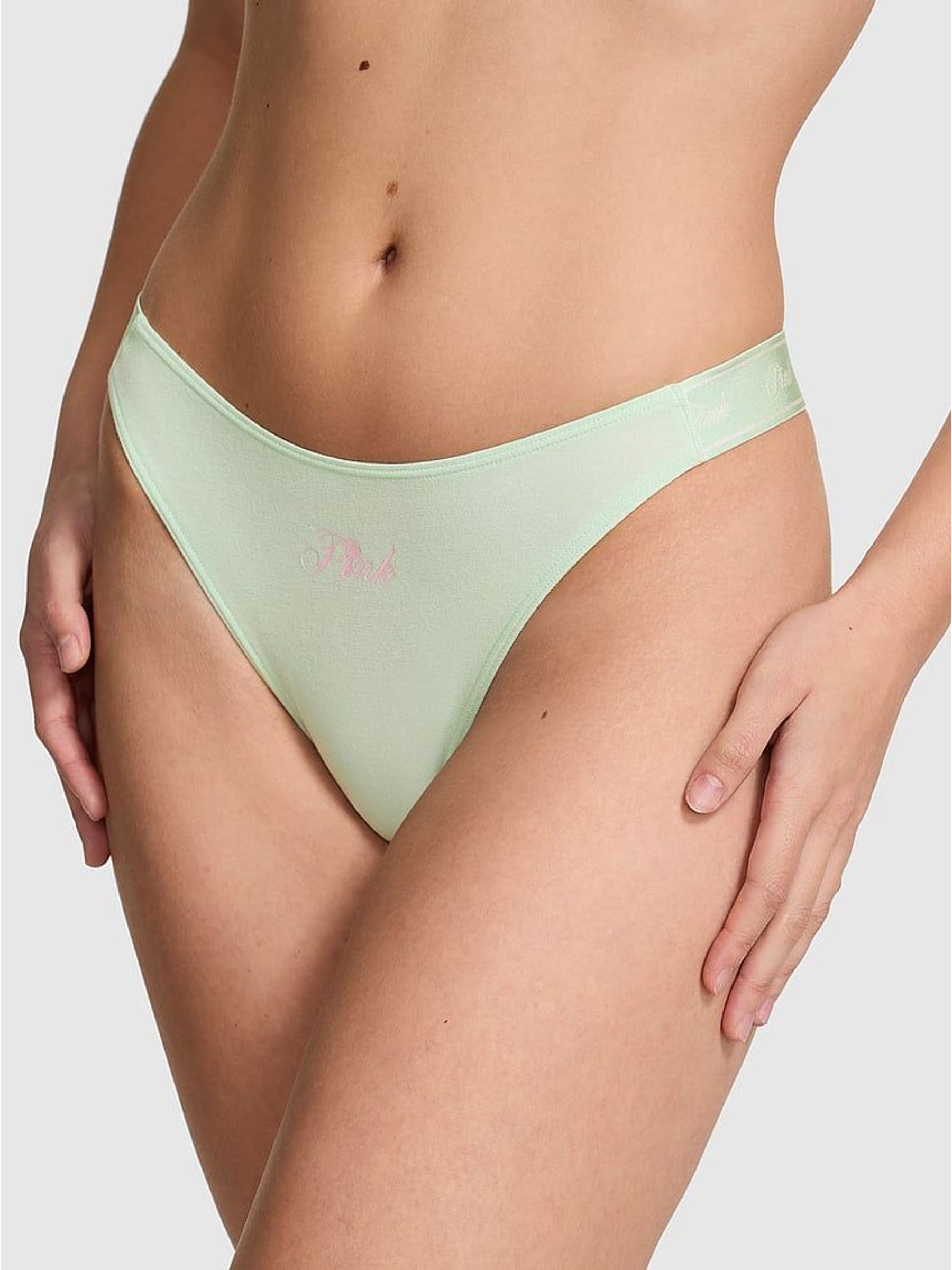 Mint Green Thong Cotton Logo Knickers (H95273) | €13
