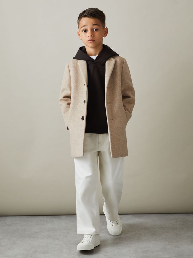 3-9 yrs Single Breasted Overcoat in Oatmeal (H98387) | AED224