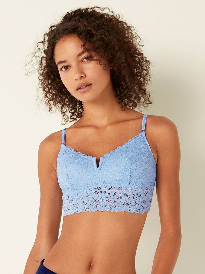 Morning Sky Blue Lace Longline Bralette (K01823) | €11