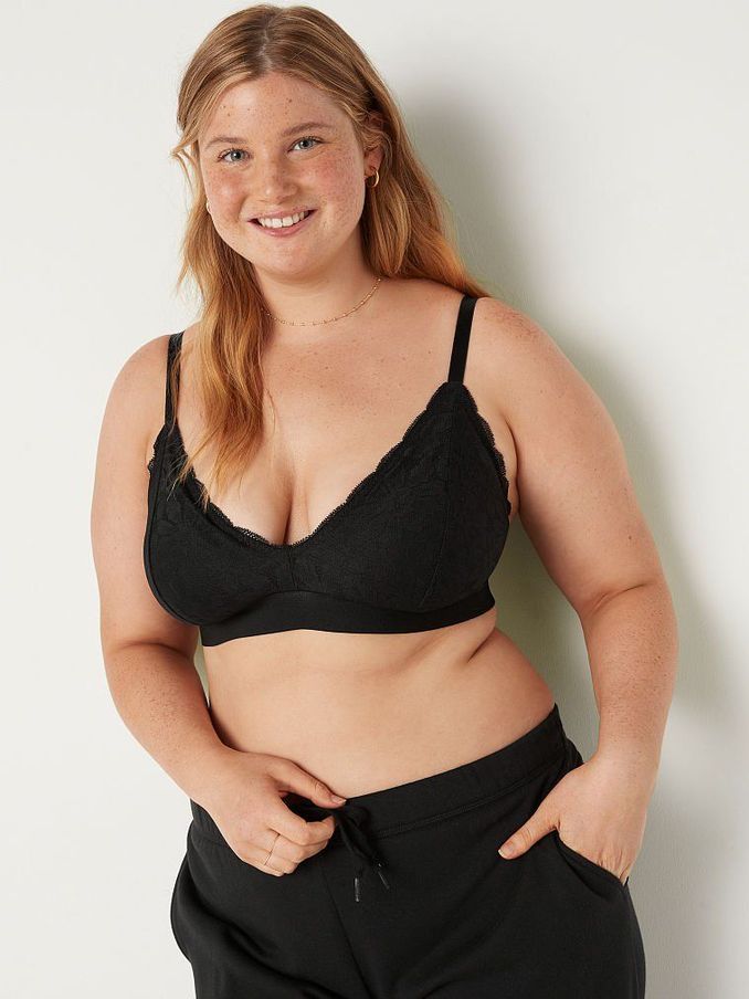 Black Fuller Cup Lace Unlined Triangle Bralette (K01896) | €15