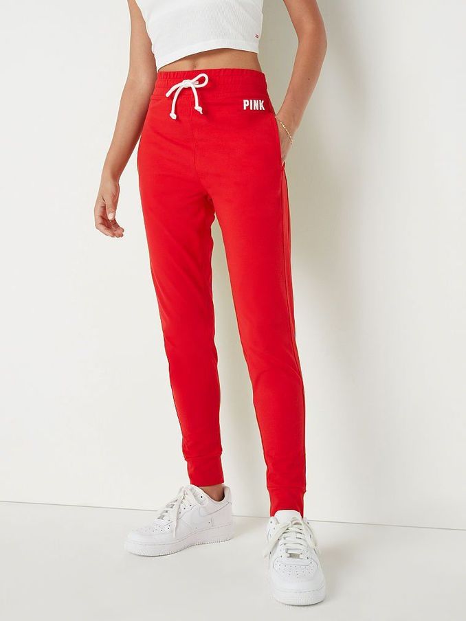 Red Cotton High Waist Joggers (K02479) | €22