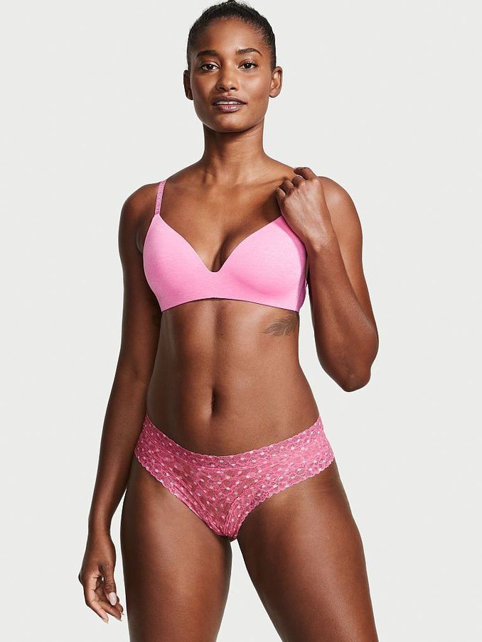 Pink Dahlia Dot Lace Cheeky Knickers (K04906) | €3