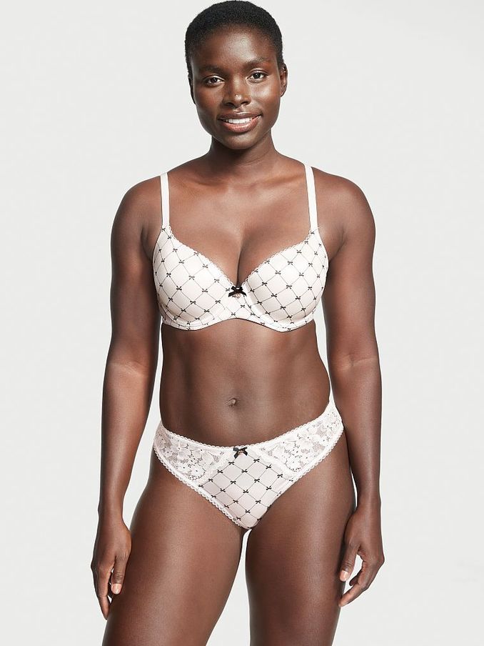 White Bow Print Thong Knickers (K06451) | €7