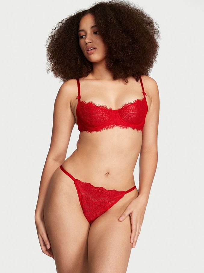 Lipstick Satin Bow Lace VString Panty (K07065) | €5
