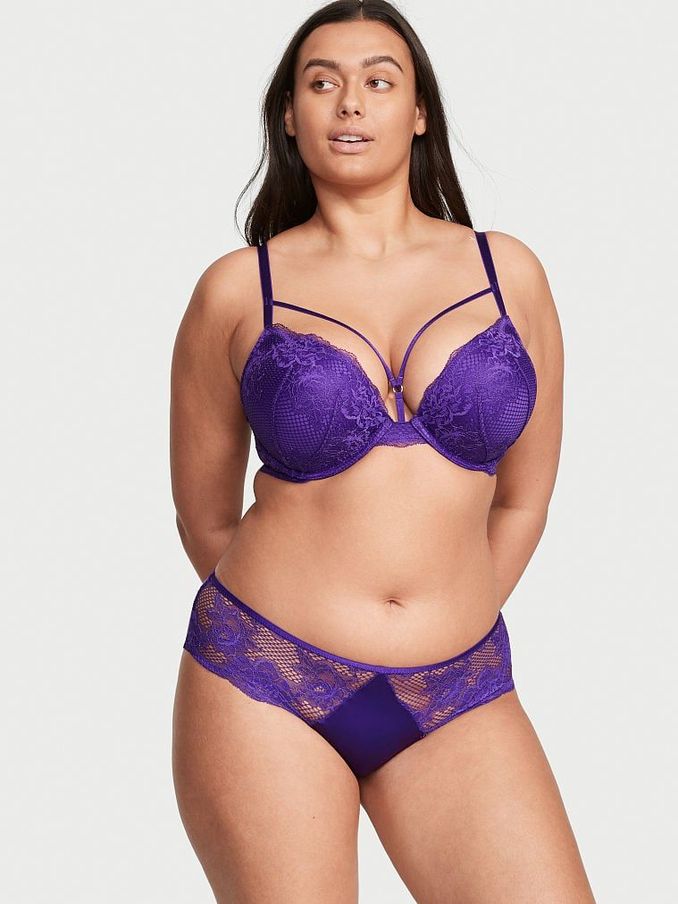 Brilliant Purple Fishnet Floral Cheeky Knickers (K07067) | €5