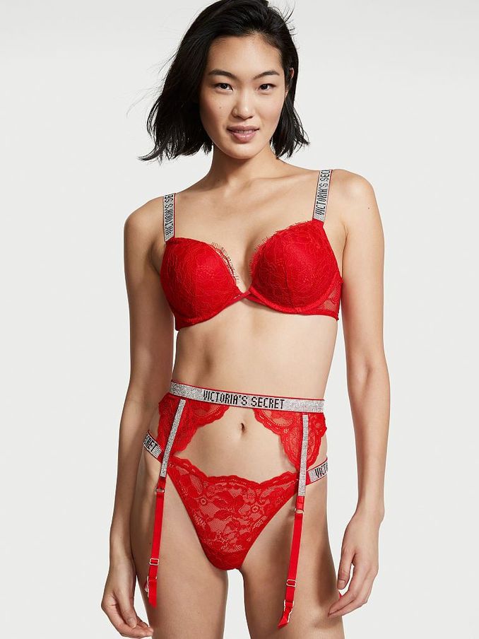 Lipstick Red Lace Shine Strap Suspenders (K07074) | €52