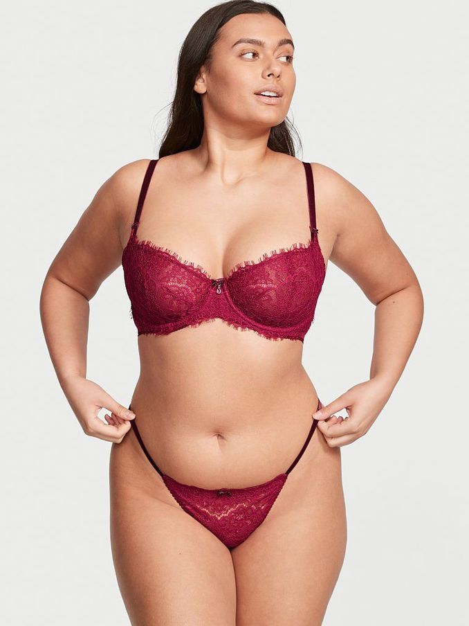 Claret Red Dream Angels Lace Velvet G String Knickers (K07105) | €5
