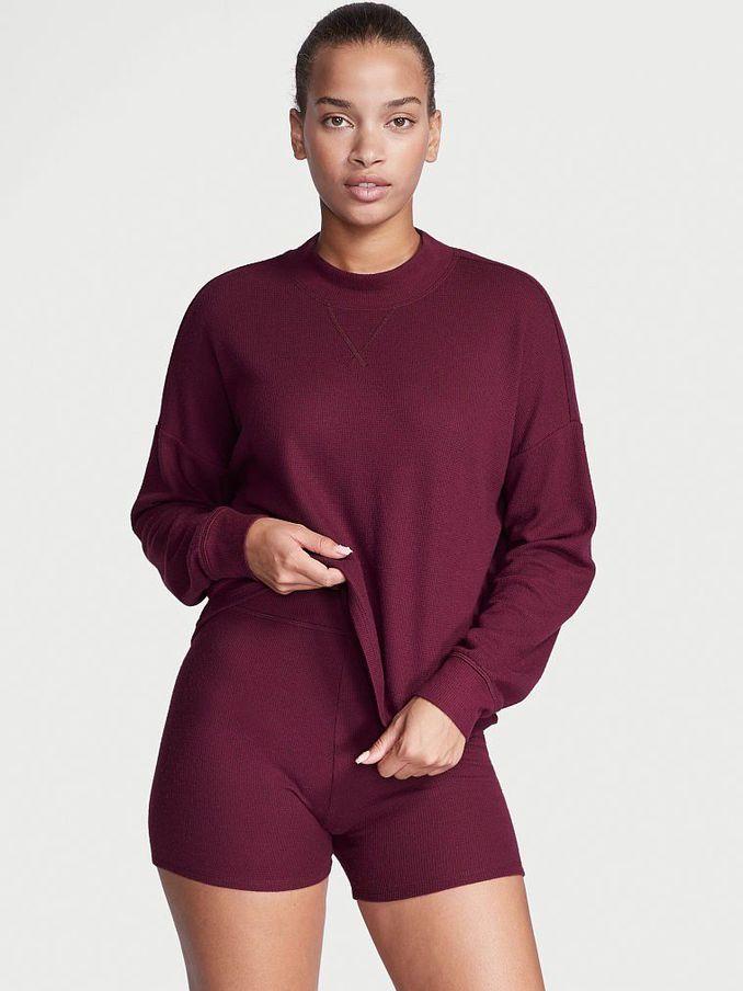 Kir Purple Waffle Pullover Cycling Short Pyjamas (K07199) | €17