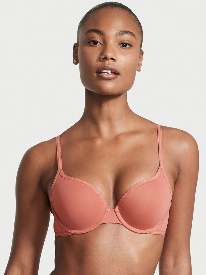Canyon Rose Pink Smooth Logo Strap Full Cup Push Up T-Shirt Bra (K07465) | €17