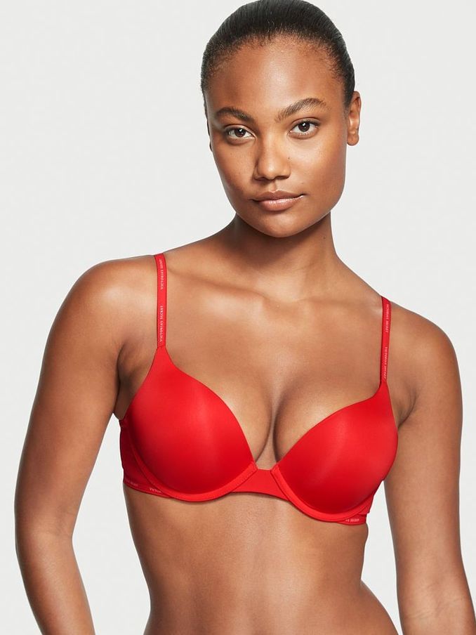 Lipstick Red Add 2 Cups Push Up Lightly Lined Logo Strap Full Cup Bra (K08577) | €25