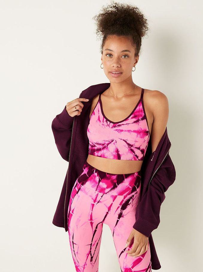 Beverly Pink Spiral Tie Dye Seamless Lightly Lined Sports Bra (K09954) | €13
