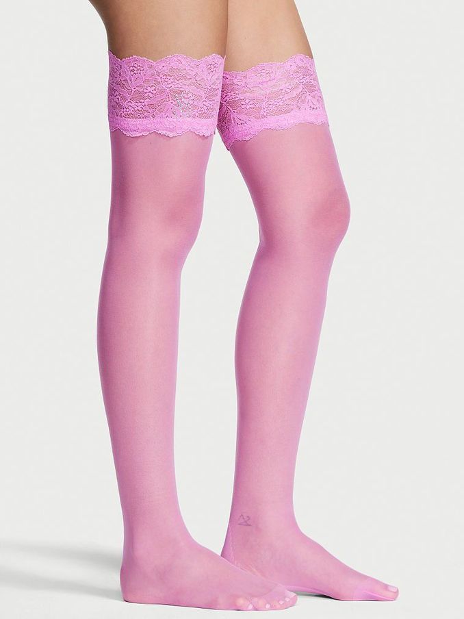 Berry Gelato Lace Top Thigh Highs with Reinforced Heel (K10441) | €5