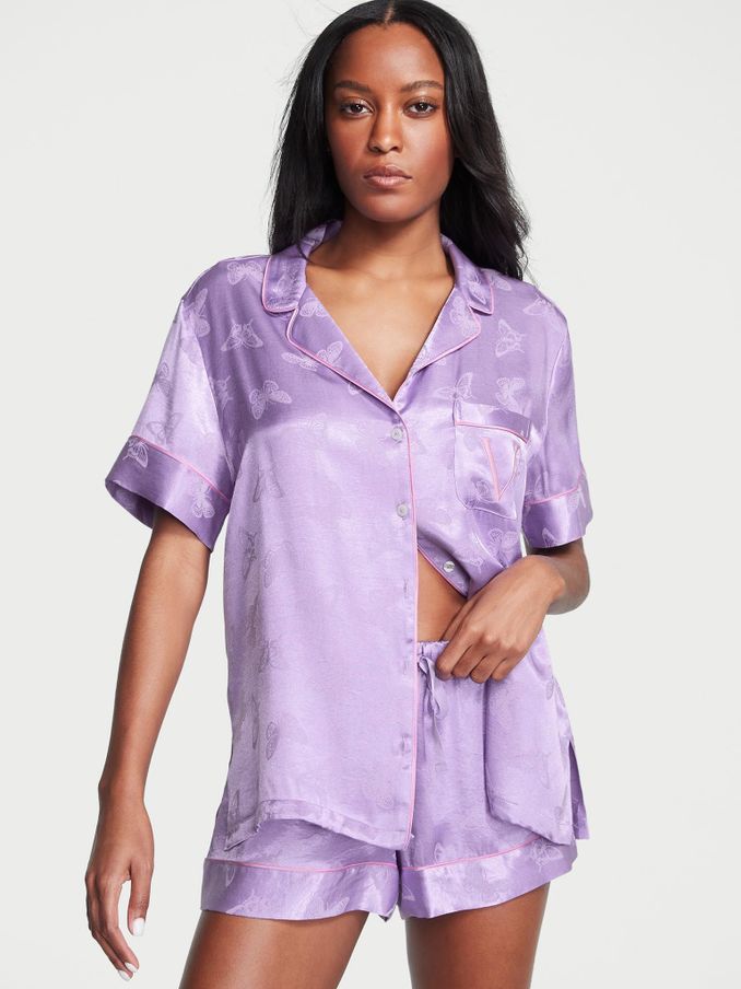 Secret Crush Purple Satin Short Pyjamas (K16101) | €37
