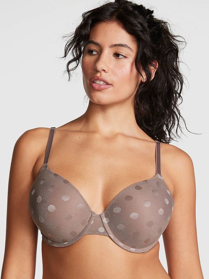 Iced Coffee Brown Dot Mesh Lightly Lined Demi Bra (K21439) | €15