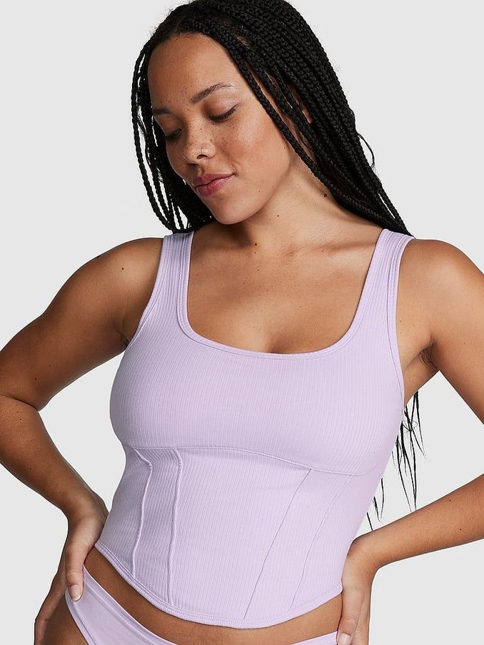 Pastel Lilac Purple Cotton Corset Bralette (K21629) | €11